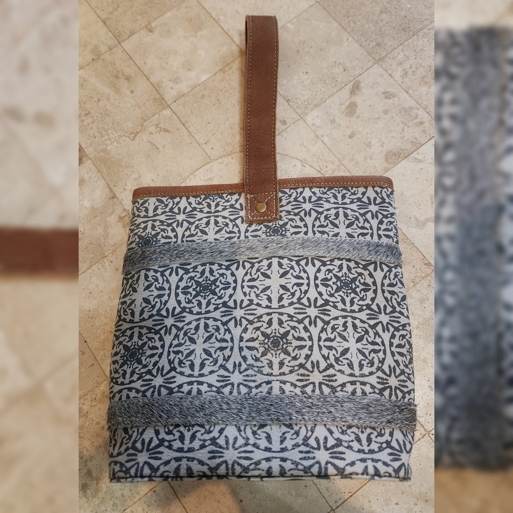 Myra Cotton Leather Double Wine Bottle Bag Carrier Tote